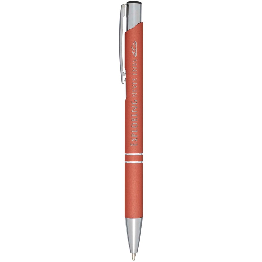 Stylo bille rétractable doux au toucher Moneta (encre noire) Brick