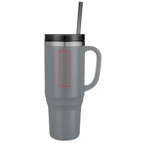 Mug isotherme Melbourne 1200 ml certifié RCS avec paille Gris