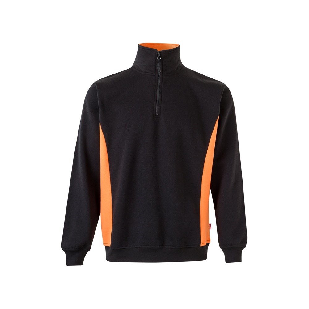 VL SVAROG Sweat bicolore en éponge (260g/m²), en polyester (65%) et coton (35%) Noir, Orange