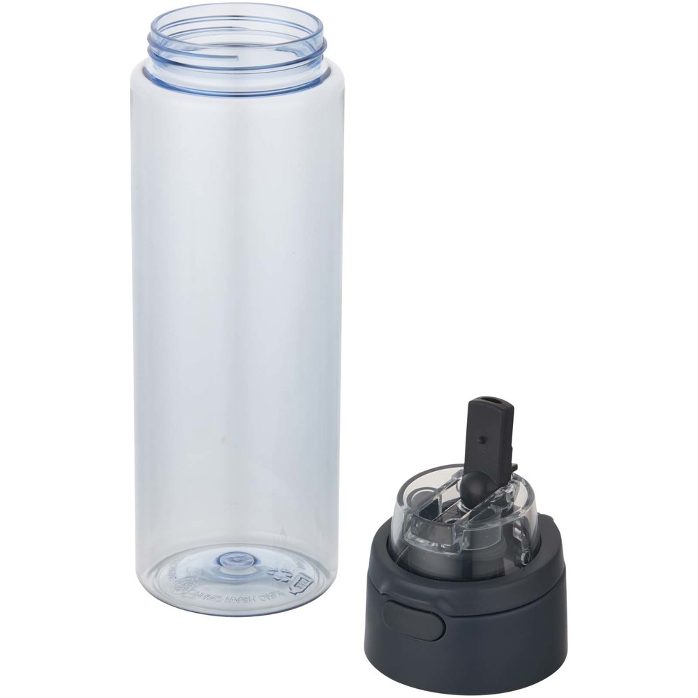 Bouteille d'eau Theron de 700 ml en plastique recyclé RCS, avec bouchon double fonction et paille rabattable Bleu hale