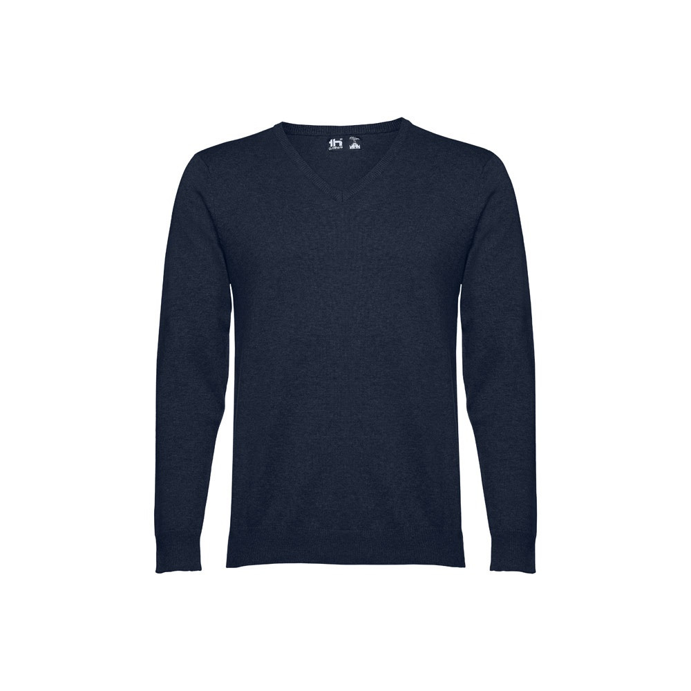 THC MILAN. Herren-Pullover mit V-Ausschnitt aus Baumwolle und Polyamid