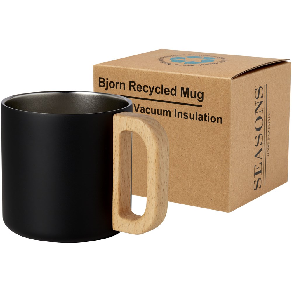 Tasse Bjorn de 360 ml en acier inoxydable recyclé certifiée RCS avec isolation sous vide et couche de cuivre Noir