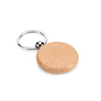 STEWIE ROUND Porte-clés rond en bois de hêtre