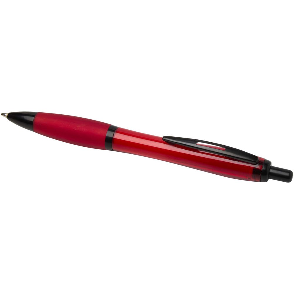Stylo bille Nash en plastique recyclé avec garnitures noires (encre noire) rouge