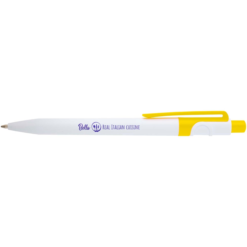 Stylo bille Unica en plastique recyclé (encre bleue) jaune