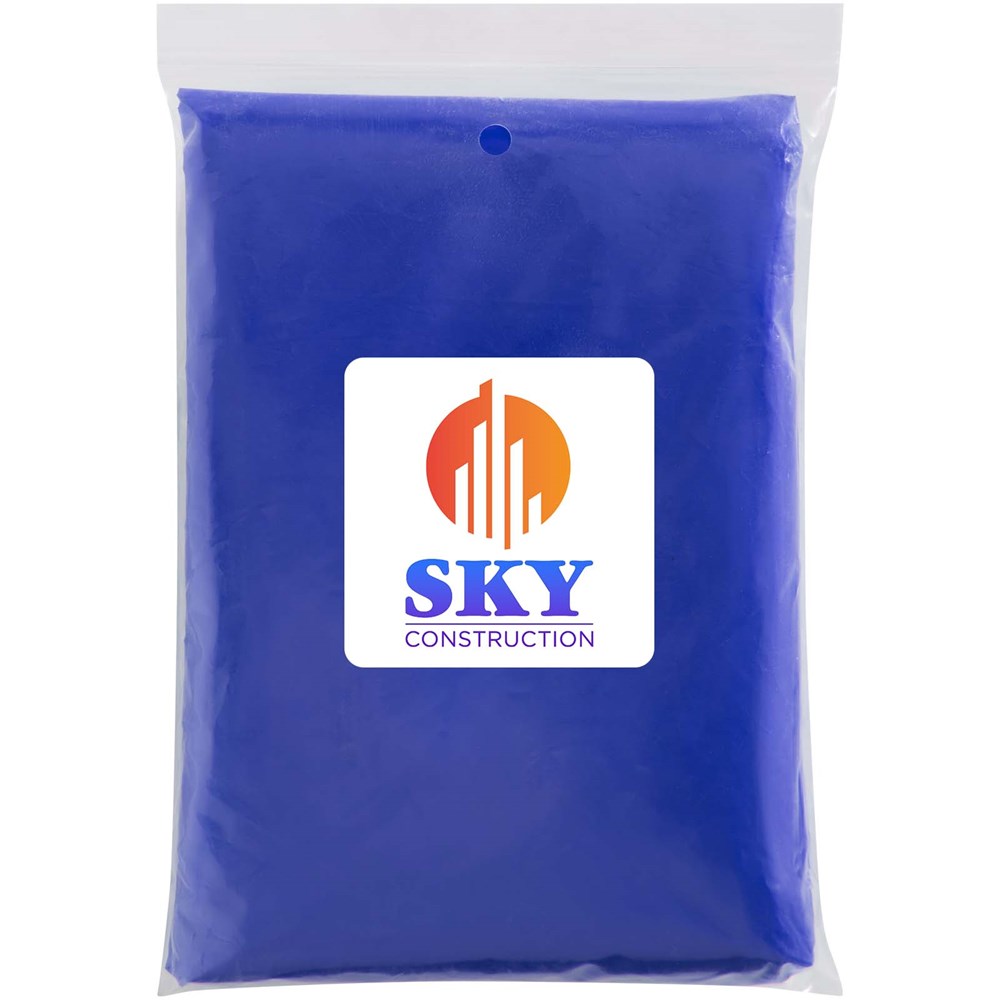 Mayan Regenponcho mit Aufbewahrungstasche aus recyceltem Kunststoff royalblau