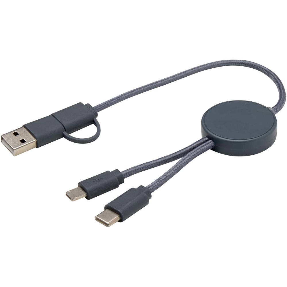 Câble 5 en 1 Citala en plastique recyclé de 30 cm pour la synchronisation des données et la charge rapide de 27 W Hale Blue