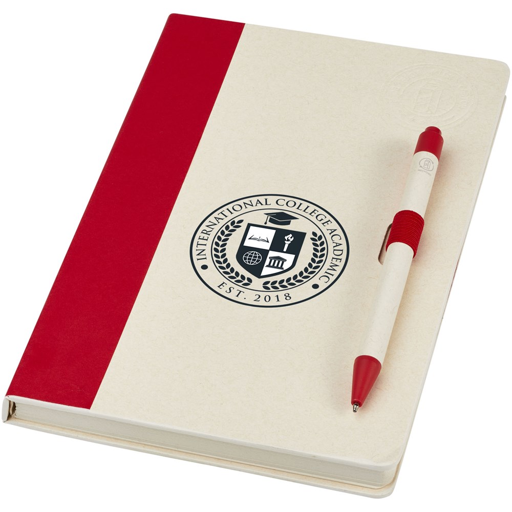 Ensemble carnet de notes format A5 et stylo bille, à partir de briques de lait recyclées, Dairy Dream rouge