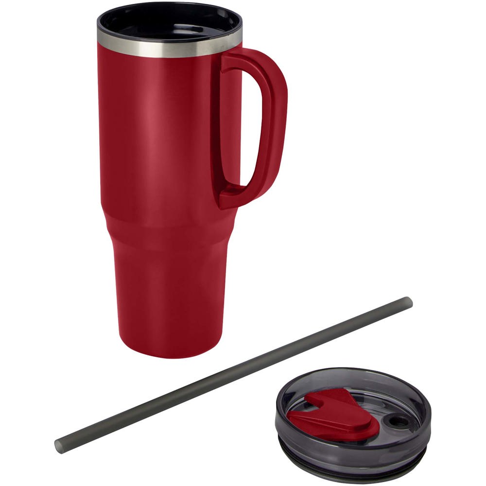 Mug isotherme Melbourne 1200 ml certifié RCS avec paille Rouge