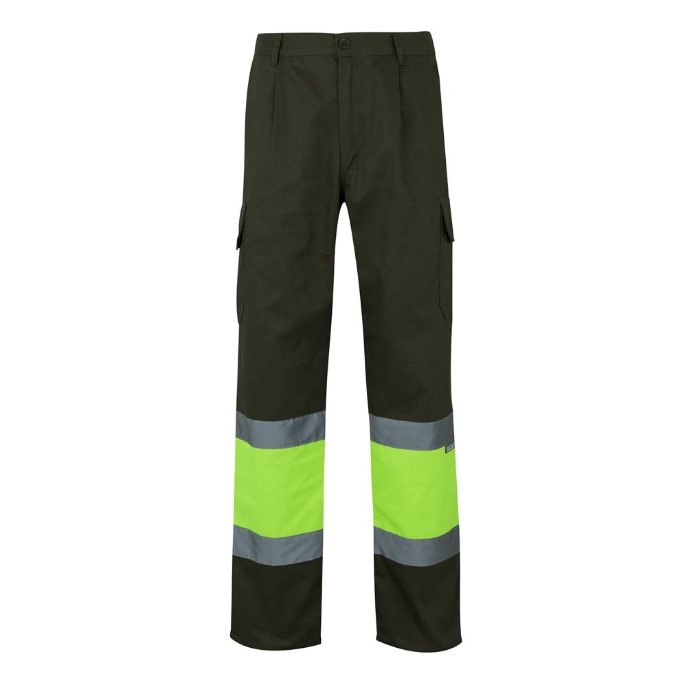 VL POSEIDON LARGE Zweifarbige Twill-Hose mit mehreren Taschen (210 g/m²), aus Baumwolle (20%) und Polyester (80%) Khaki, Gelb