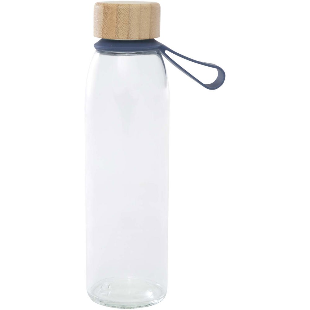 Porto 500 ml Glas-Flasche mit Silikongriff und Bambusdeckel Ozeanblau
