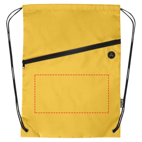 Sac à cordon Oriole en RPET avec poche avant zippée, 5 L jaune