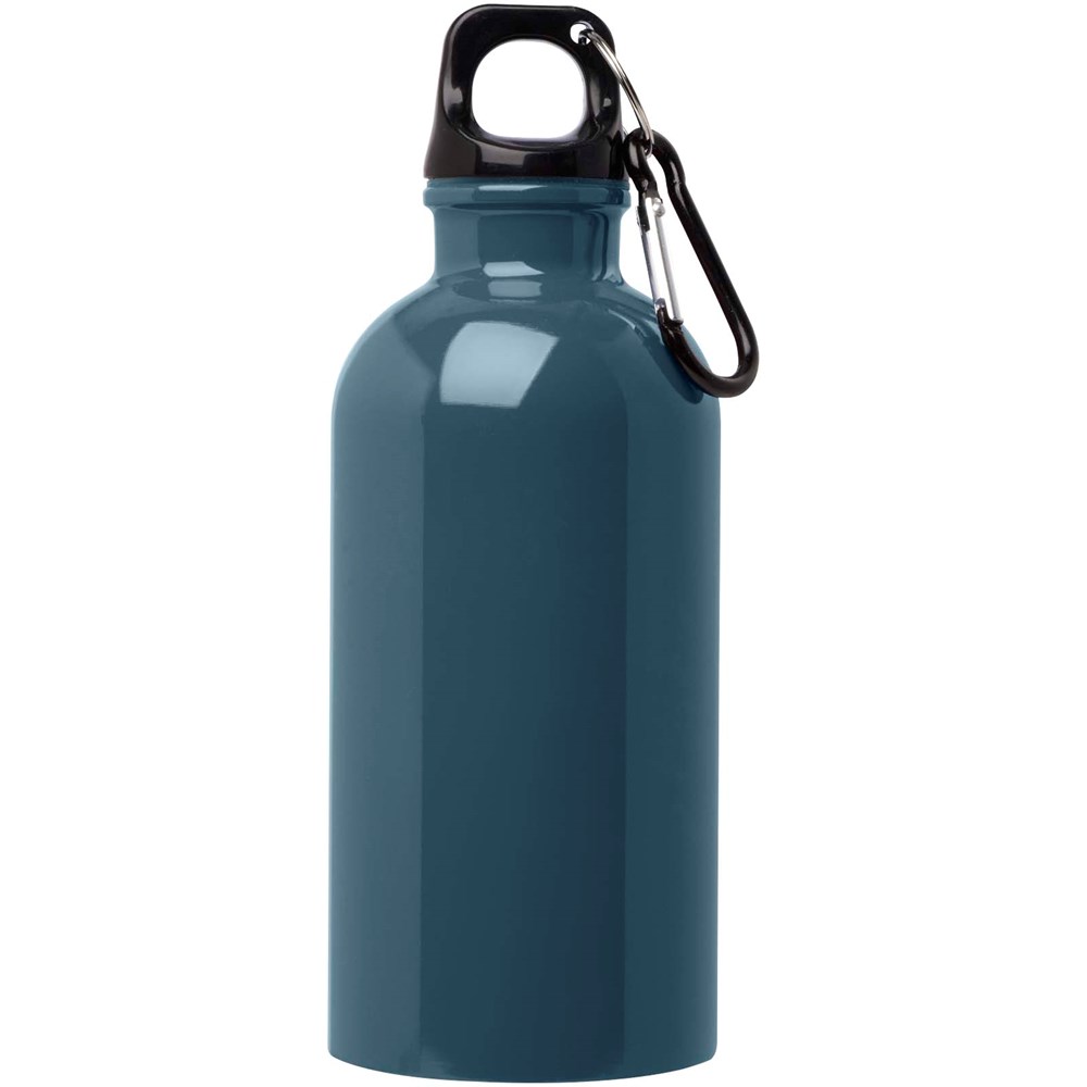 Bouteille d'eau Oregon de 400 ml simple paroi en acier recyclé certifié RCS avec mousqueton Hale Blue