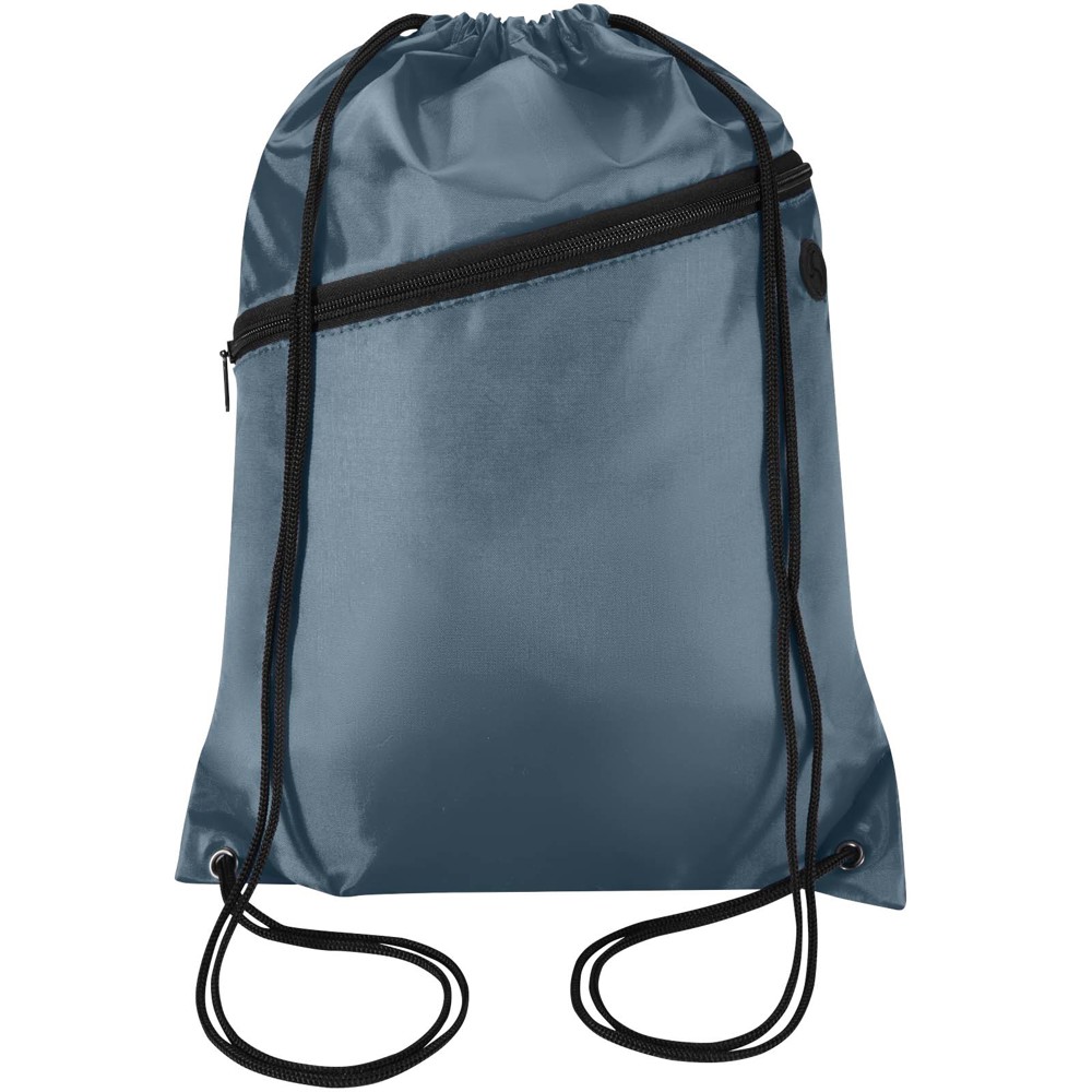 Sac à cordon Oriole en RPET avec poche avant zippée, 5 L Bleu hale