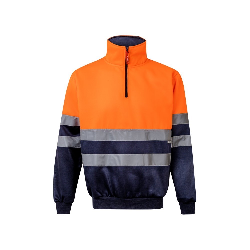 VL THOR LARGE Zweifarbiges Sweatshirt (300g/m²) aus Polyester-Fleece (100%) Marineblau, Orange