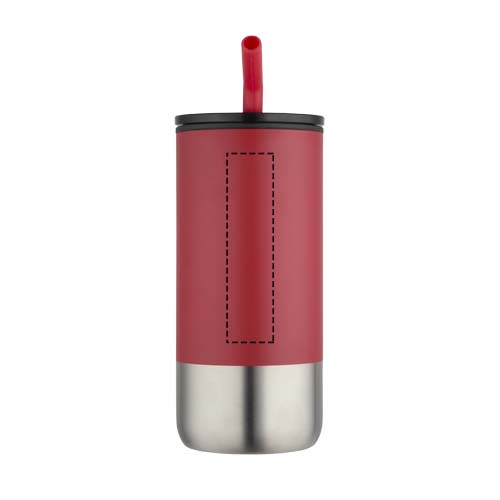 Gobelet isotherme Grayson 480 ml certifié RCS avec paille en silicone rouge