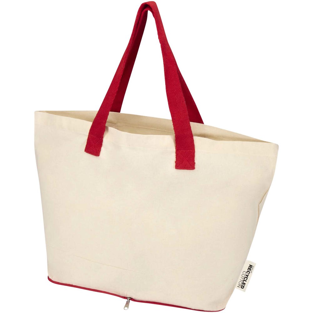 Sac shopping Sierra pliable en coton recyclé GRS 140 g/m2 7 L Naturel, Rouge