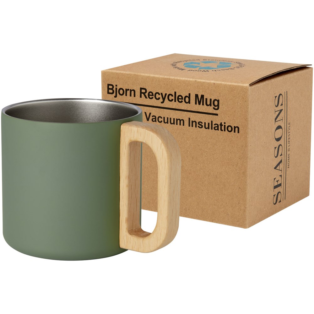 Tasse Bjorn de 360 ml en acier inoxydable recyclé certifiée RCS avec isolation sous vide et couche de cuivre Vert bruyère