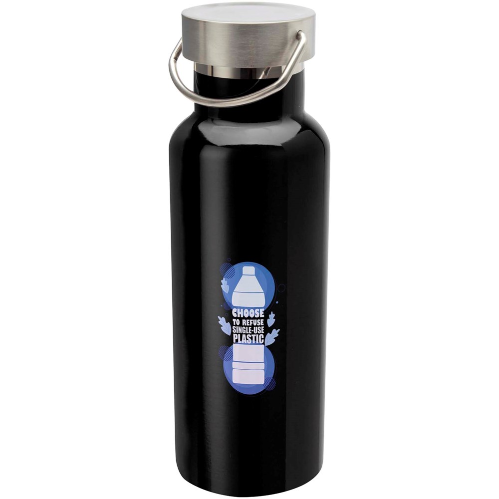 Bouteille d’eau Thor de 500 ml en acier inoxydable certifié RCS Noir