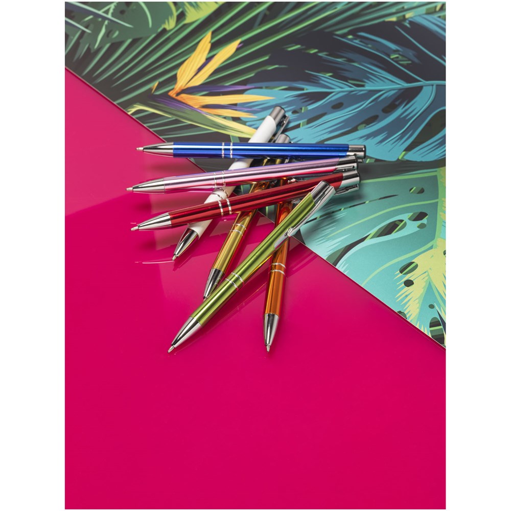 Stylo bille rétractable en aluminium anodisé Moneta (encre noire) Citron vert