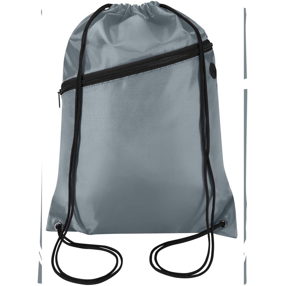 Sac à cordon Oriole en RPET avec poche avant zippée, 5 L gris