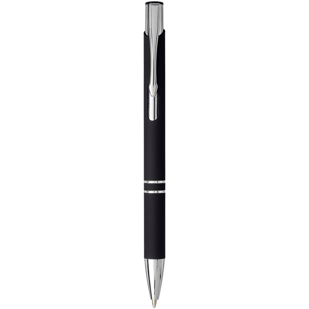 Stylo bille rétractable doux au toucher Moneta (encre noire) noir