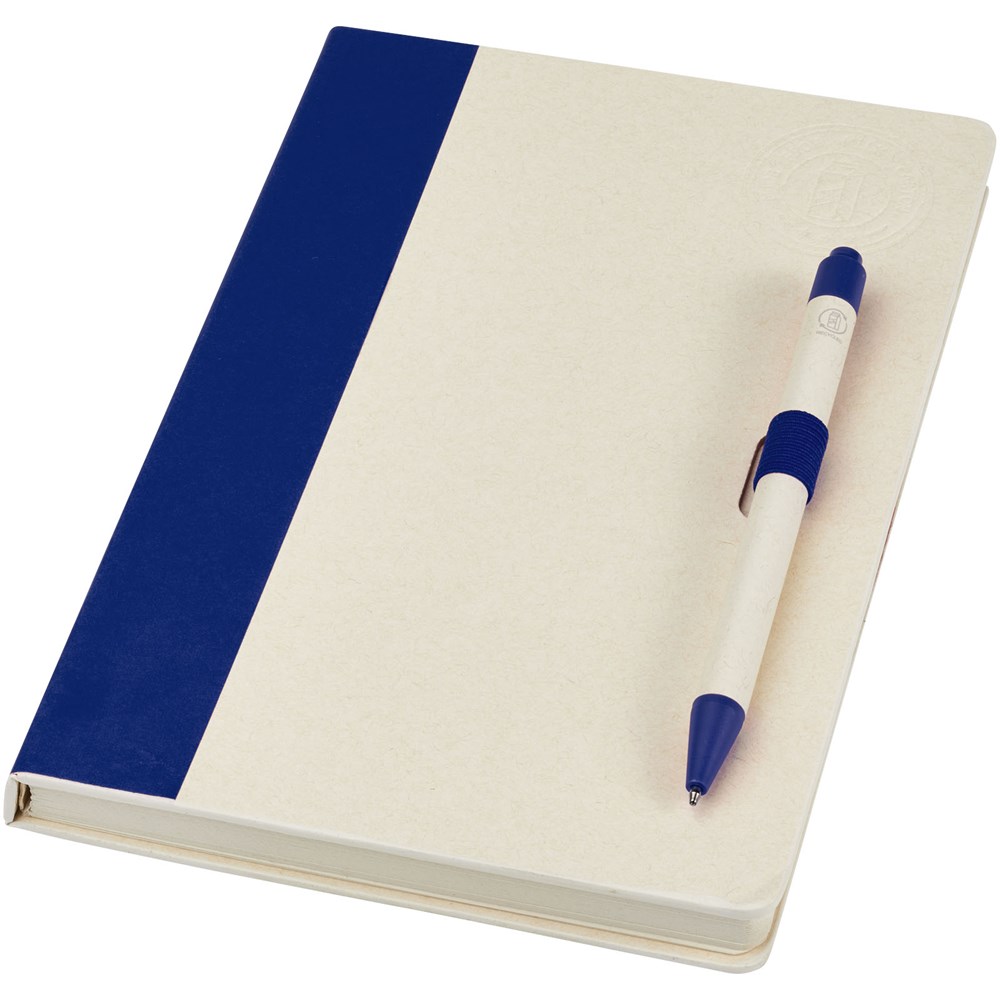 Ensemble carnet de notes format A5 et stylo bille, à partir de briques de lait recyclées, Dairy Dream bleu