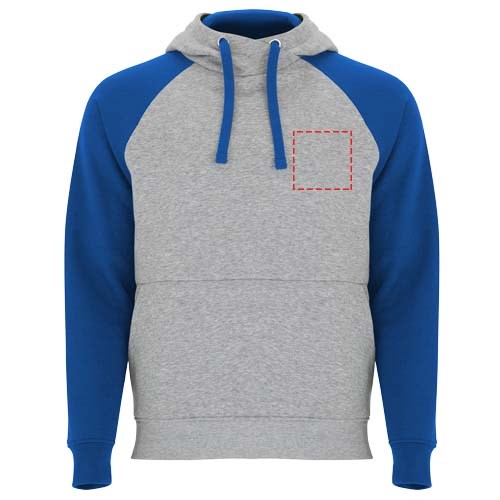 Badet zweifarbiger Kapuzenpullover Unisex heather grau, royalblau
