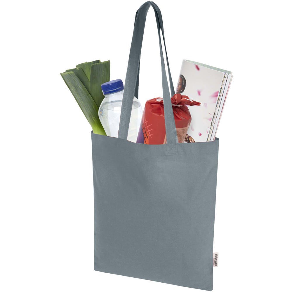 Madras Blend 140 g/m² Tragetasche aus GRS-recycelter Baumwolle 7L grau