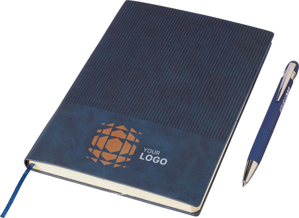 Ensemble carnet A5 et stylo à bille en PU recyclé Tarek