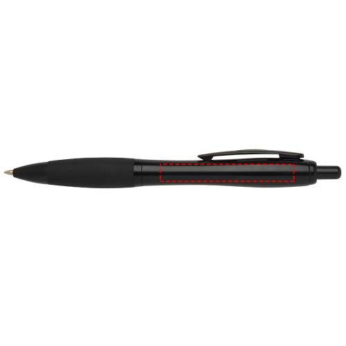 Stylo bille Nash en plastique recyclé avec garnitures noires (encre noire) noir