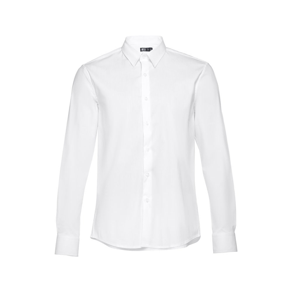 THC PARIS WH. Langärmliges Popeline-Hemd für Herren. Weisse Farbe