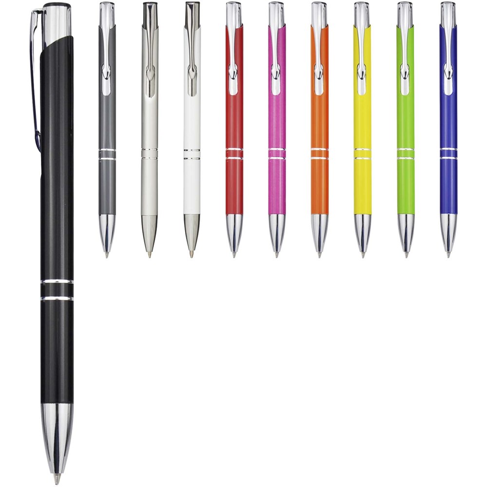 Stylo bille en aluminium recyclé Moneta (encre bleue) blanc