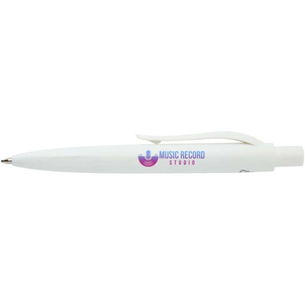 Mini-stylo à bille Ramin en plastique recyclé (encre bleue) blanc