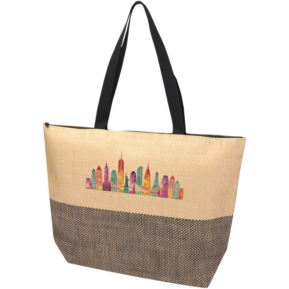 Rhythm grosse Strohpapier Tragetasche mit Reissverschluss, 21 l Schwarz
