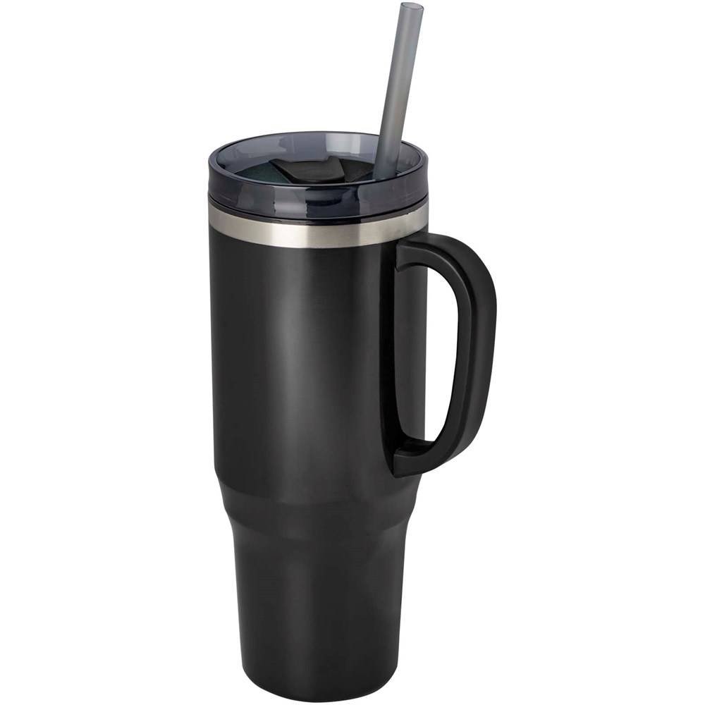 Mug isotherme Melbourne 1200 ml certifié RCS avec paille Noir