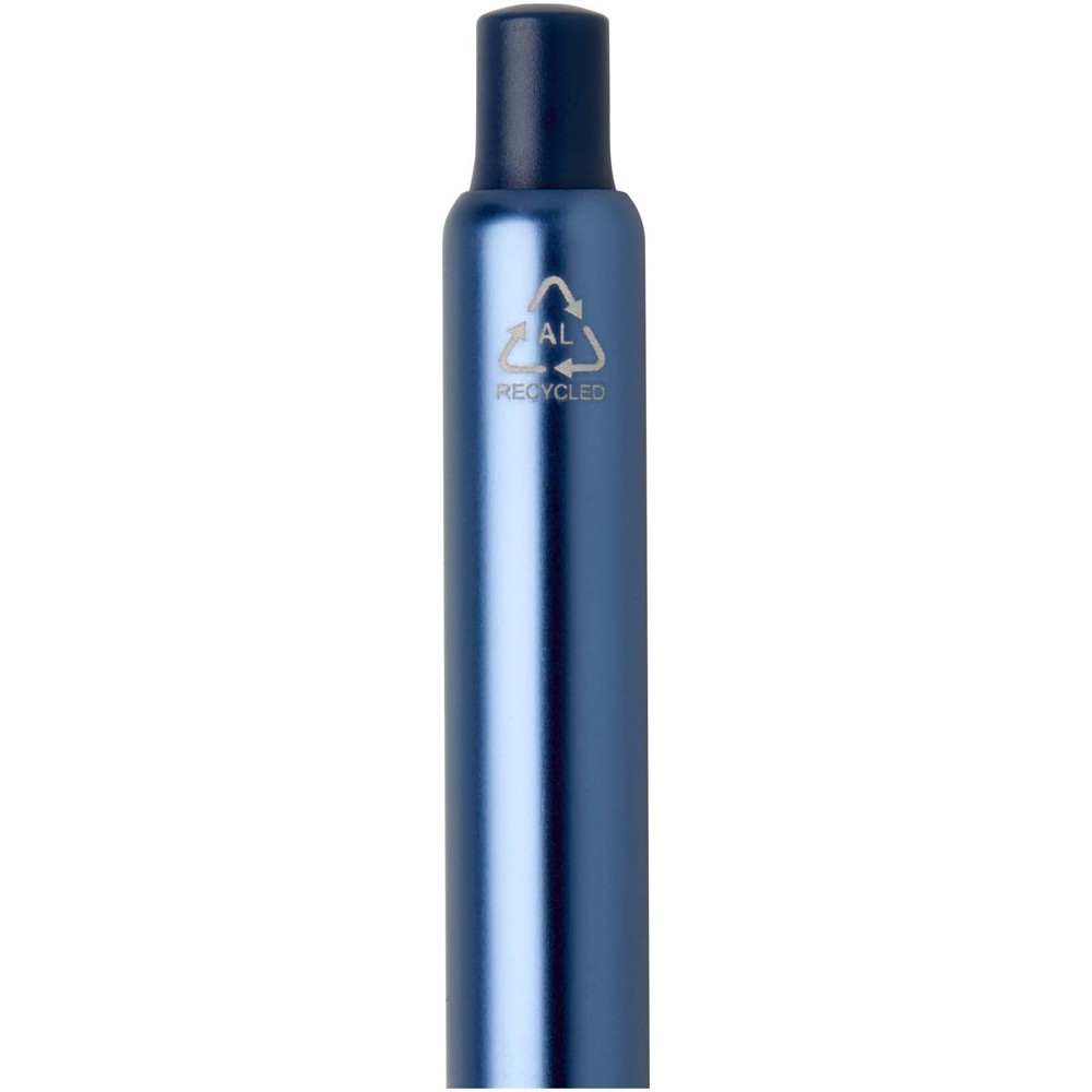 Soffit Kugelschreiber aus recyceltem Aluminium mit eloxierter Oberfläche (blaue Tinte) Ozeanblau