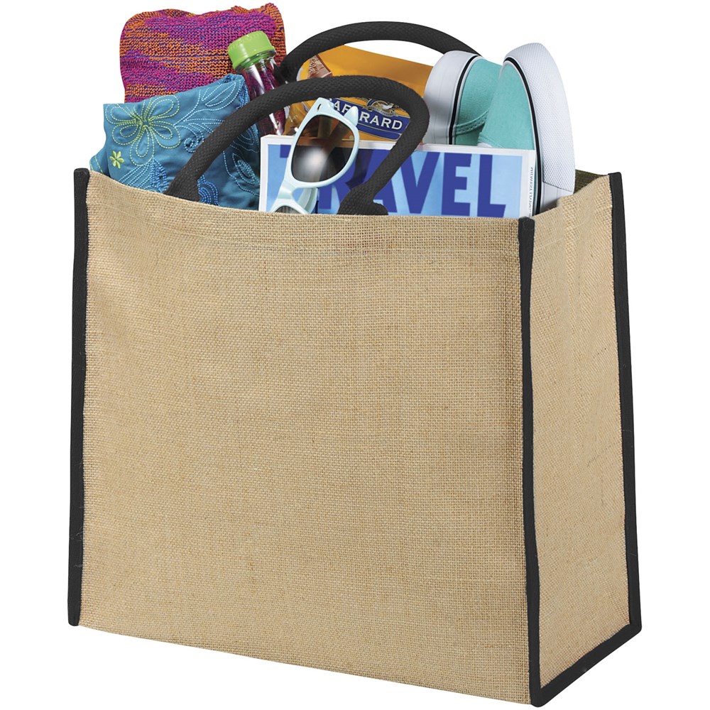 Harry farbige Jute Tragetasche 25L natur, schwarz