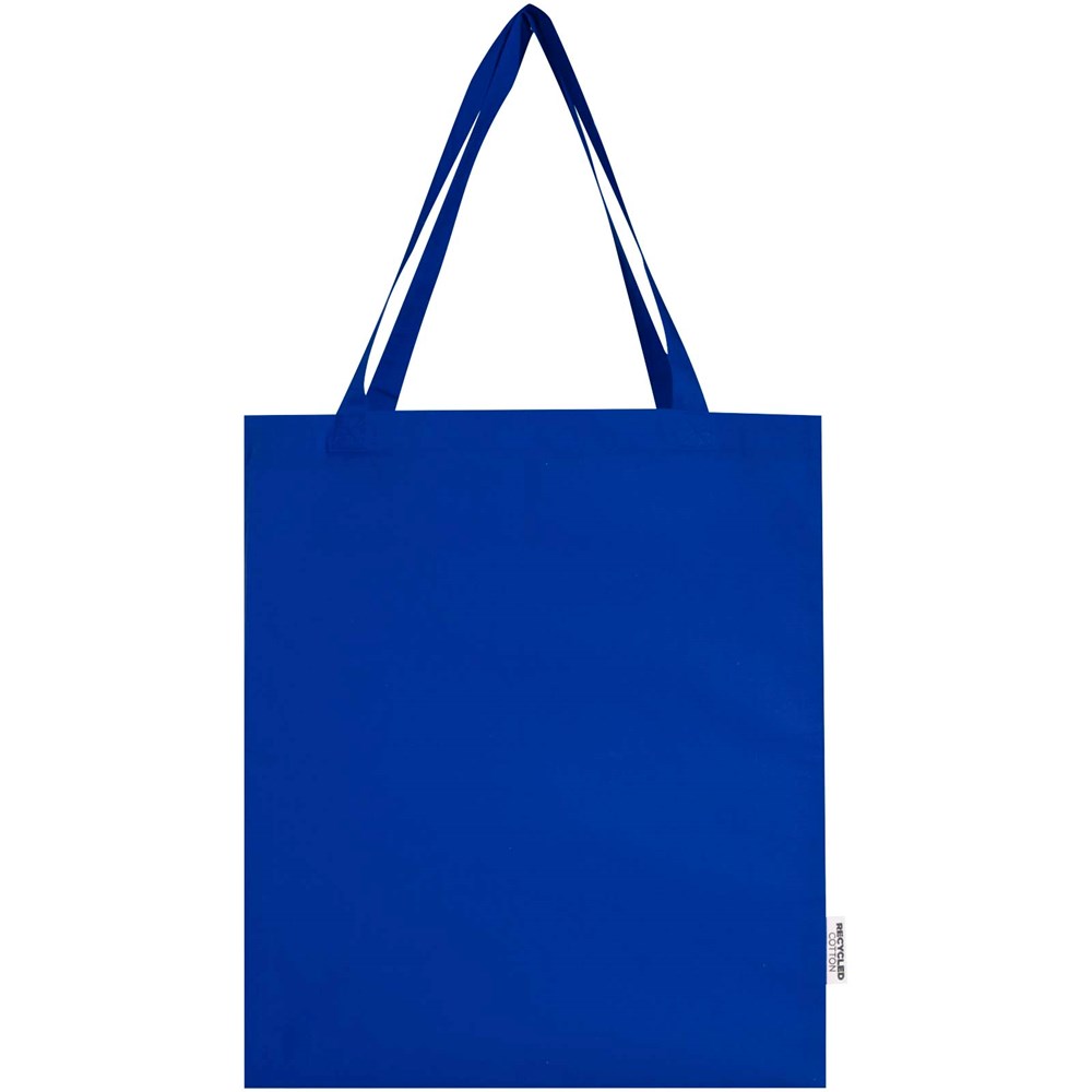 Madras 140 g/m² Baumwoll Tragetasche mit Seitenfalten aus GRS recycelter Baumwolle royalblau