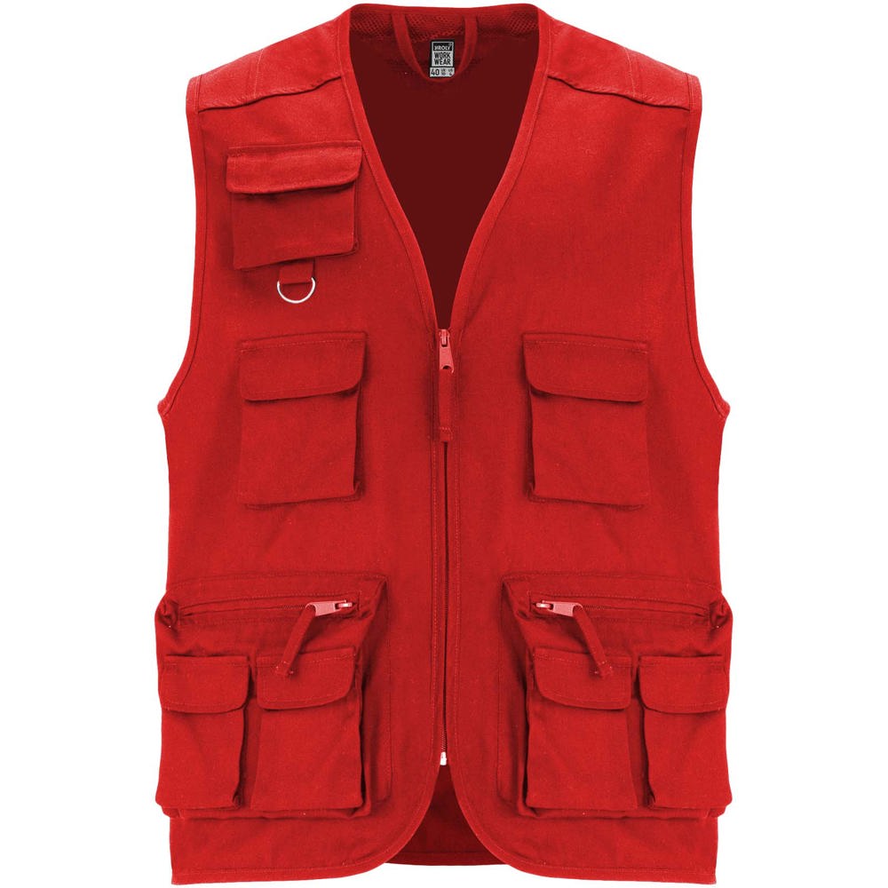 Venera Arbeitsweste mit V-Ausschnitt und mehreren Taschen, 200 g/m2 Rot