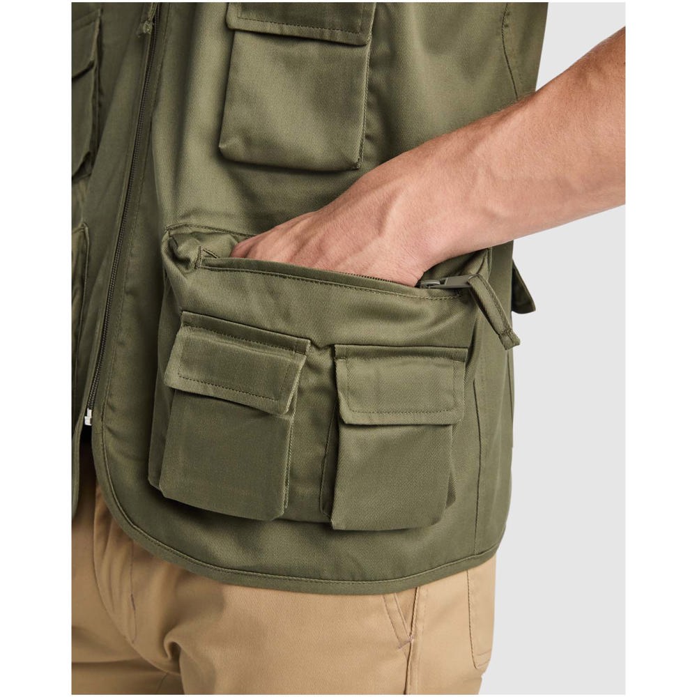 Venera Arbeitsweste mit V-Ausschnitt und mehreren Taschen, 200 g/m2 militärgrün