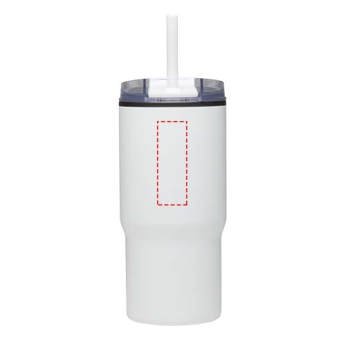 Gobelet isotherme à double paroi Westin 540 ml en RCS recyclé, avec paille Blanc
