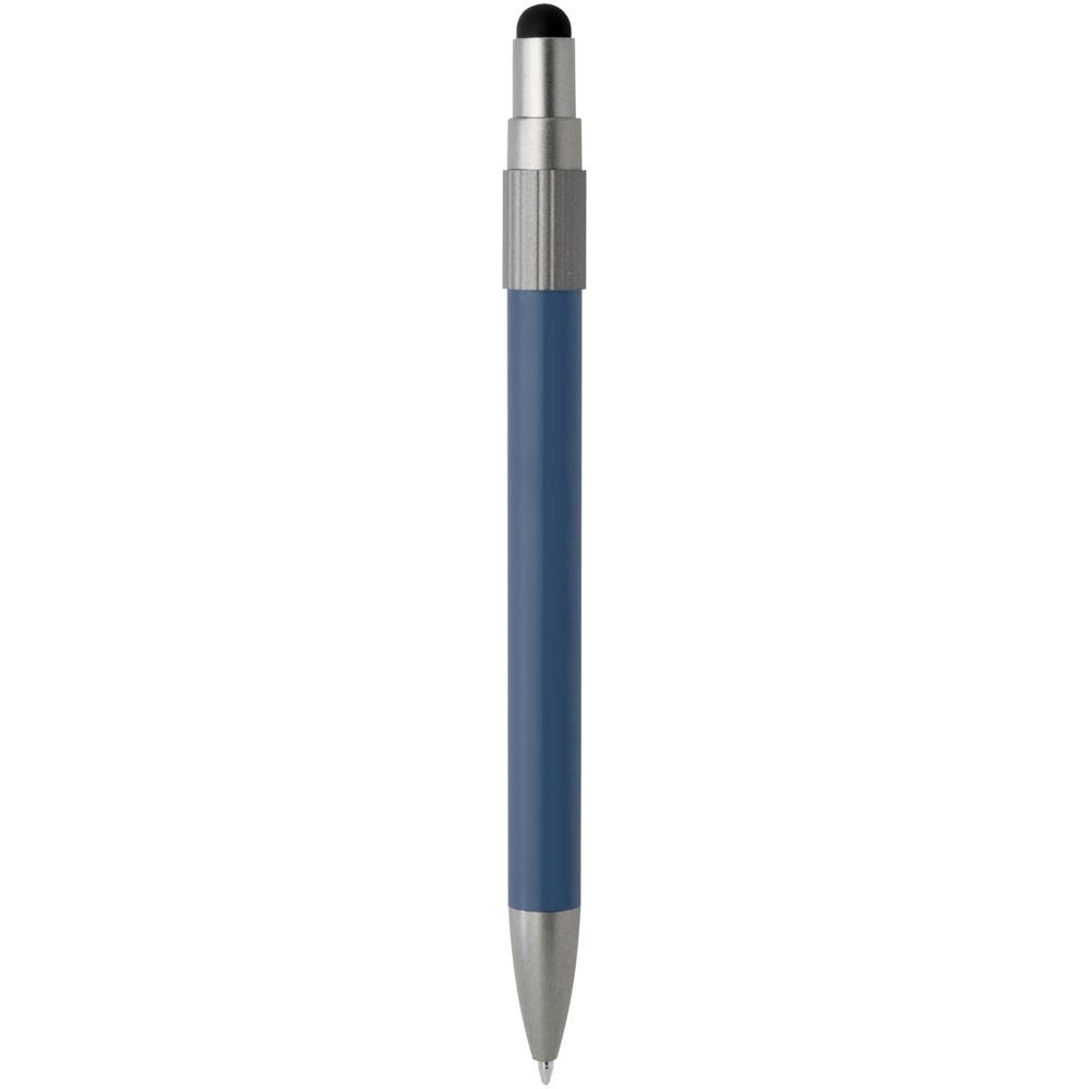 Stylo bille recyclé RCS avec stylet et toupie antistress (encre bleue) Rill Bleu océan