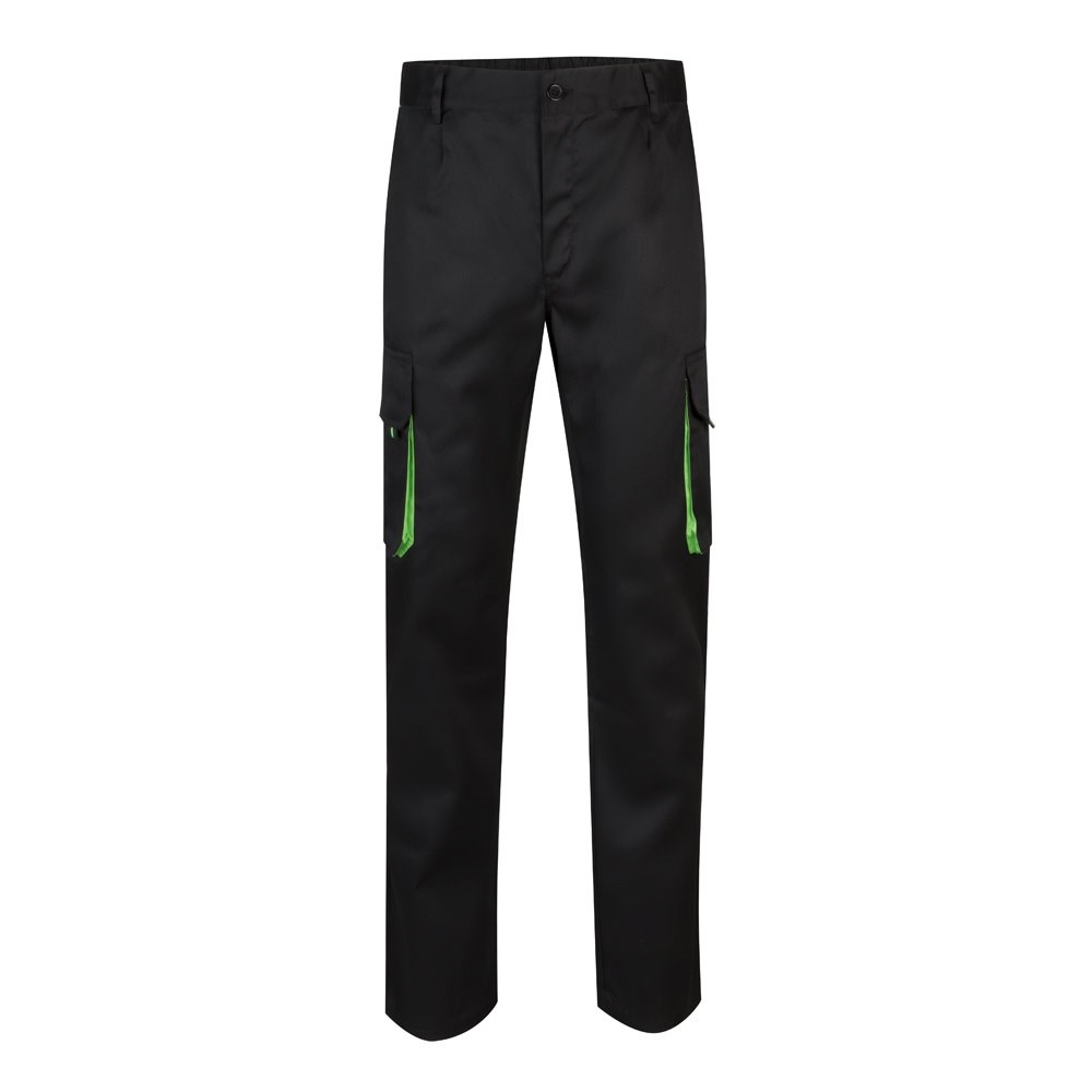 VL HYPNOS Zweifarbige Twill-Hose mit mehreren Taschen (200 g/m²), aus Baumwolle (35 %) und Polyester (65 %) Schwarz, Grün