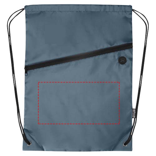 Sac à cordon Oriole en RPET avec poche avant zippée, 5 L Bleu hale