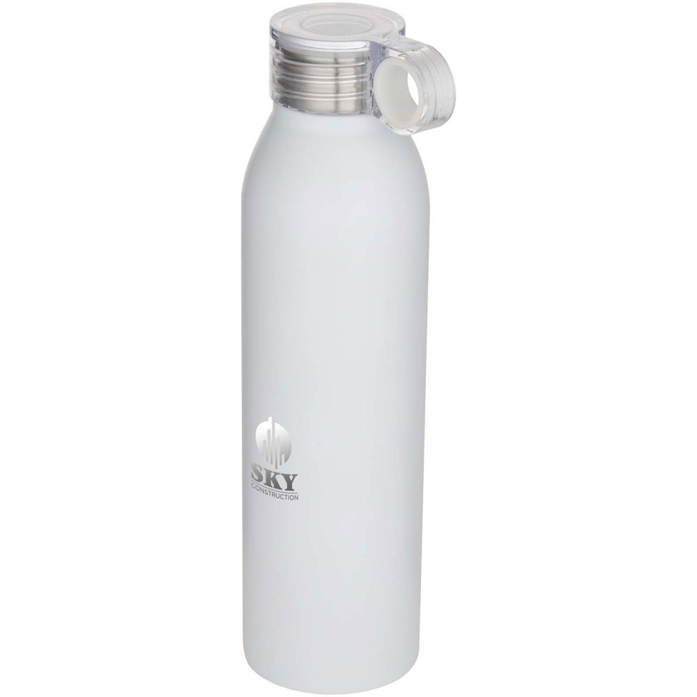 Bouteille d’eau Grom de 650 ml en acier inoxydable recyclé certifié RCS Blanc