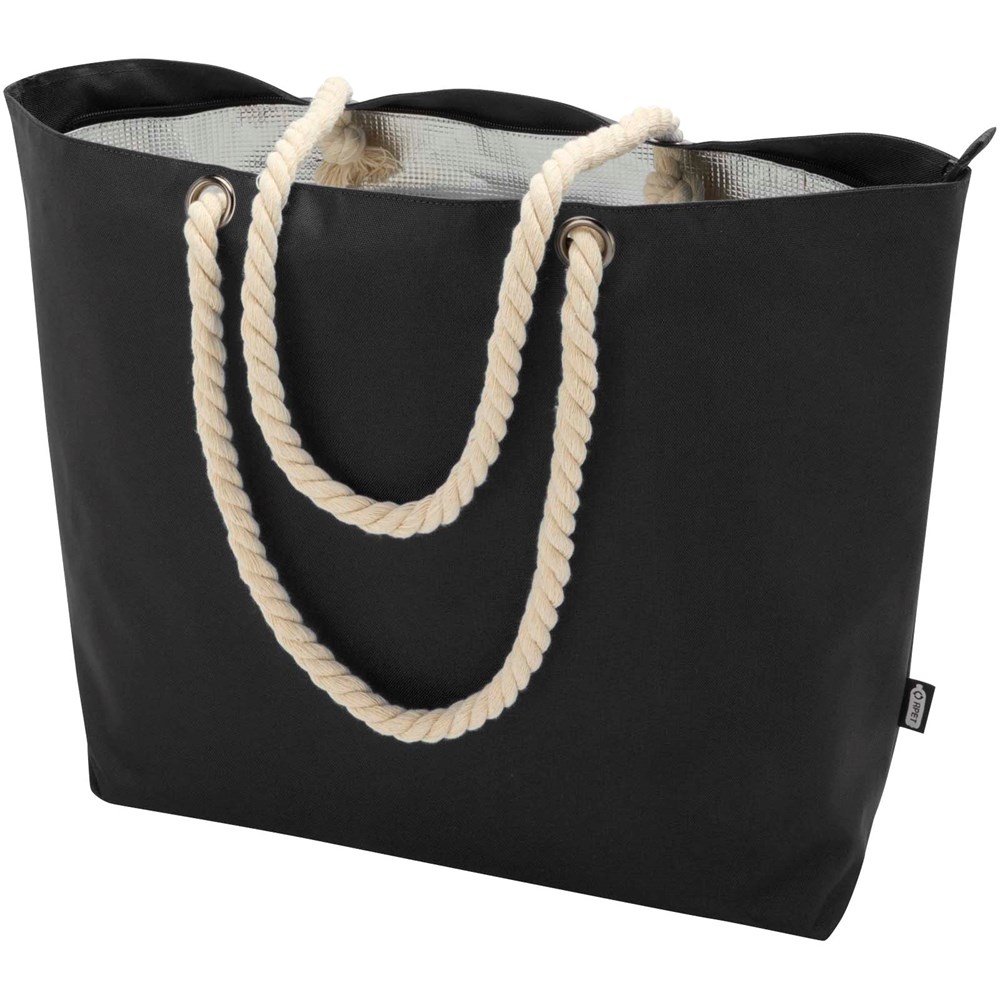 Panama Strandkühltasche mit Kordelgriffen aus recyceltem GRS-Material, 23L schwarz