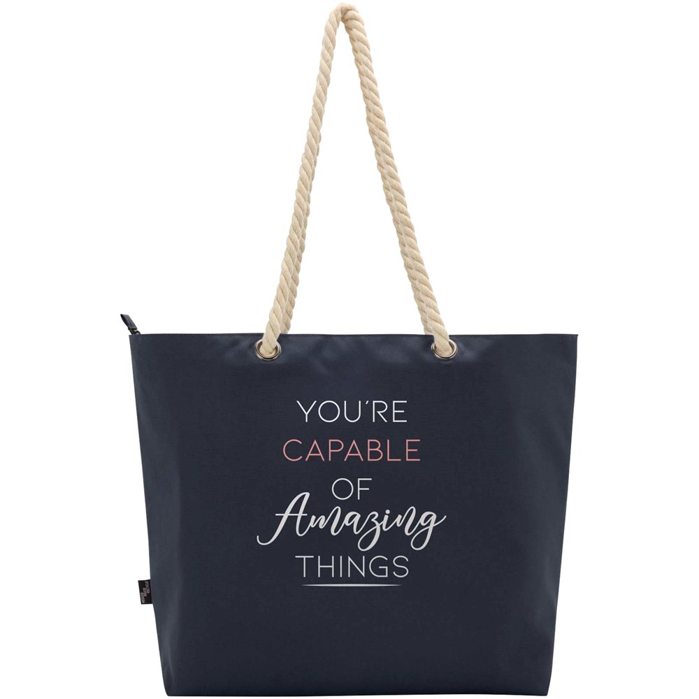 Panama Strandkühltasche mit Kordelgriffen aus recyceltem GRS-Material, 23L navy
