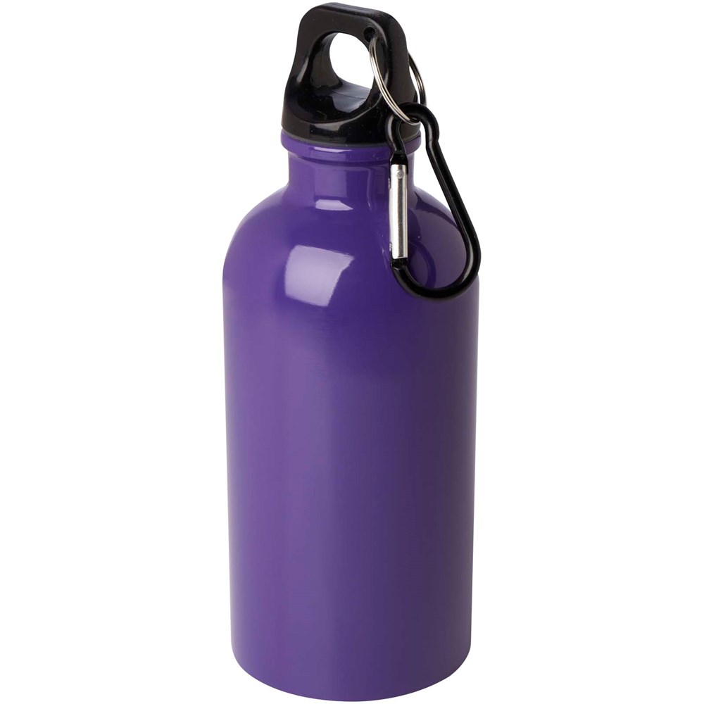 Bouteille d'eau Oregon de 400 ml simple paroi en acier recyclé certifié RCS avec mousqueton Violet