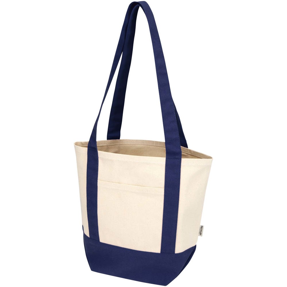 Mini sac shopping Sam en coton recyclé GRS 320 g/m2 Marine, Naturel